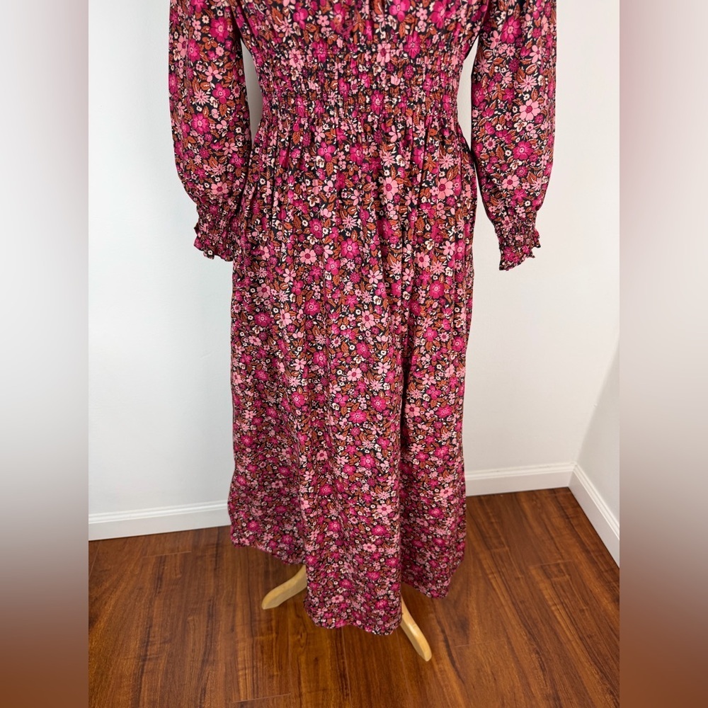 Tuckernuck Pink City Prints Floral Long Sleeve Midi Dress 100% Cotton Size M - Picture 3 of 7